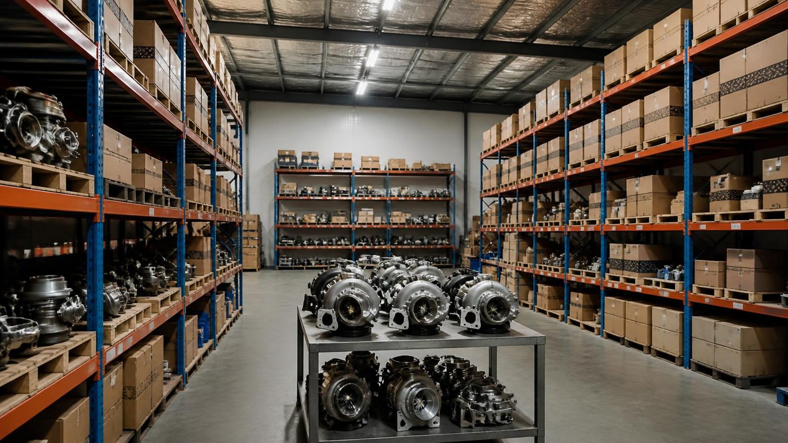 Lager med turboaggregat och reservdelar
